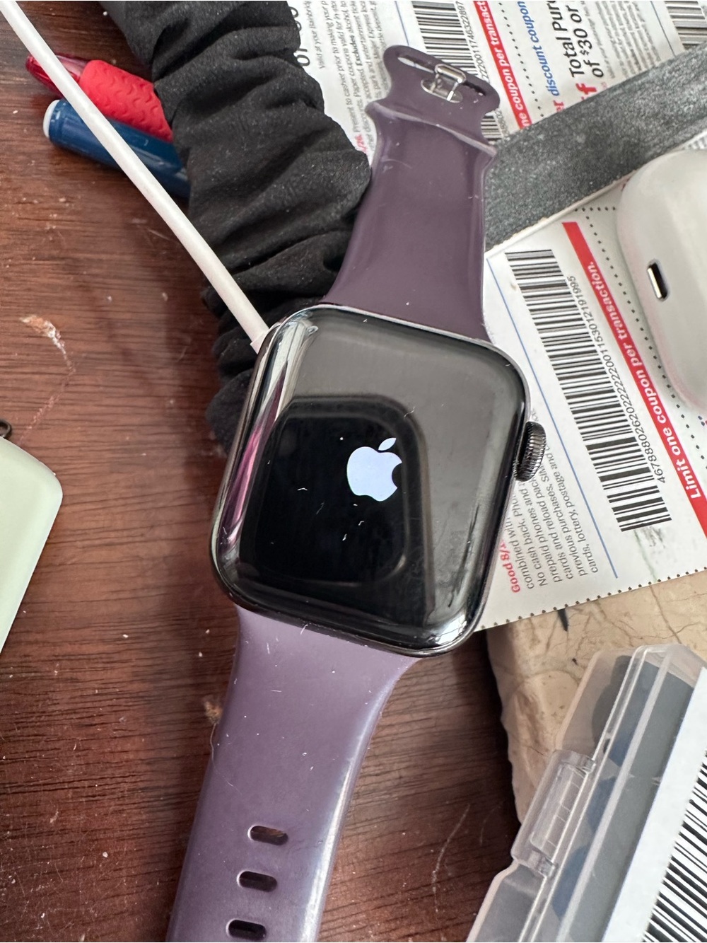 Apple Watch with Purple Sport Band